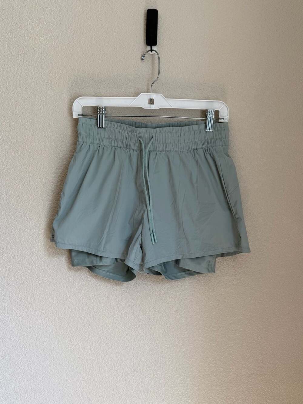 Spyder Active Women's Sage Green Athletic Running Shorts with Built-in Shorts